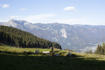 Scenic view of mountains against sky