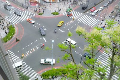 High angle view of traffic on city street