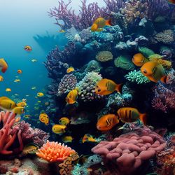 Close-up of fish swimming in coral reef