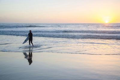 Scenic view of sea at sunset