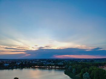 Scenic view of river against sky during sunset