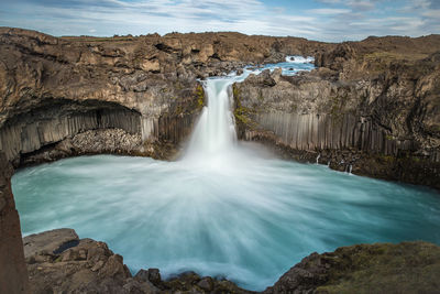 Scenic view of waterfall