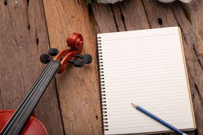 High angle view of pen on table