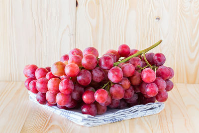 High angle view of grapes on table