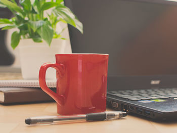 Close-up of laptop on table