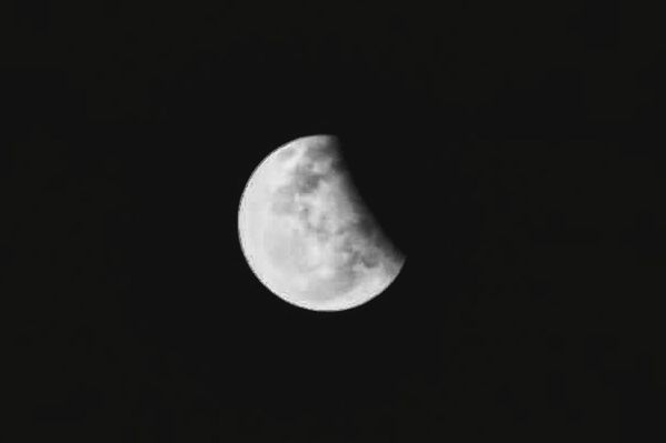 LOW ANGLE VIEW OF MOON IN SKY