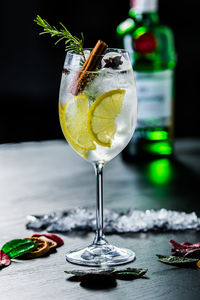 Close-up of drink in glass on table