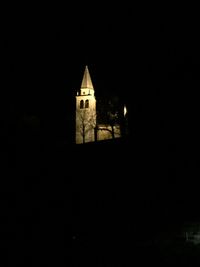 Low angle view of church at night