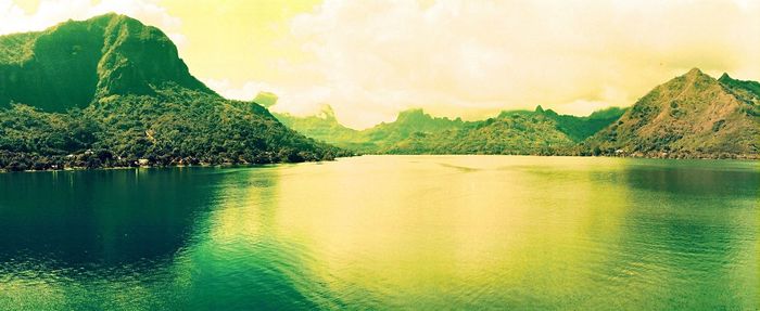 Scenic view of mountains against sky