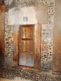 Closed door of building