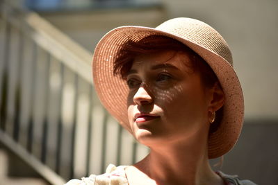 Portrait of woman wearing hat