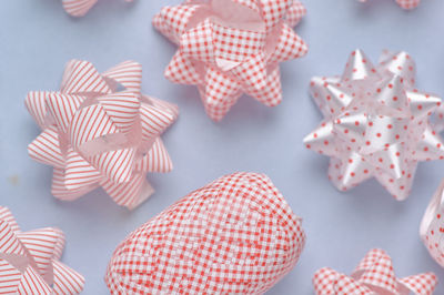 High angle view of cupcakes on table