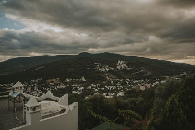 High angle view of townscape against sky