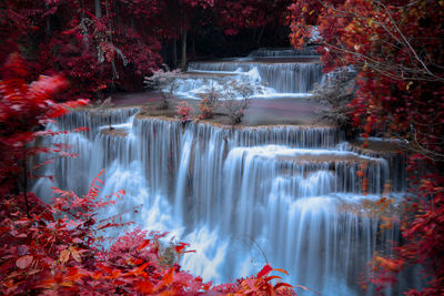 Waterfall in forest during autumn