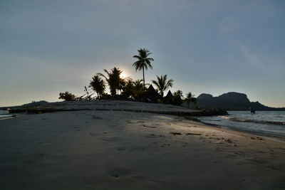 Scenic view of beach during sunset