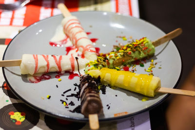 Close-up of food in plate on table