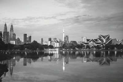 Reflection of buildings in water