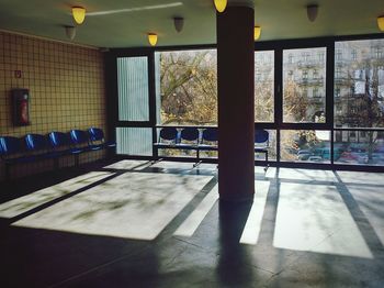 Shadow of window on tiled floor