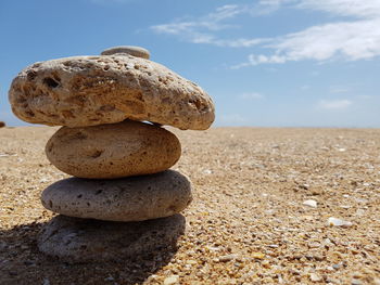 Stack of stones on landscape