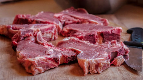 Close-up of meat on barbecue grill