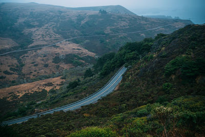 High angle view of mountain road