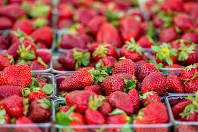 Full frame shot of strawberries in market