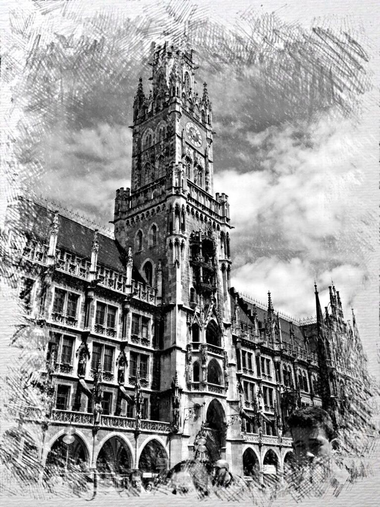 architecture, building exterior, built structure, sky, old, history, facade, church, religion, window, cloud - sky, day, bare tree, tree, outdoors, the past, no people, low angle view