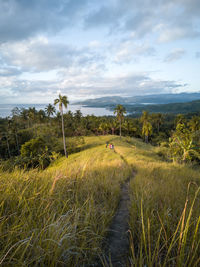 Scenic view of land against sky