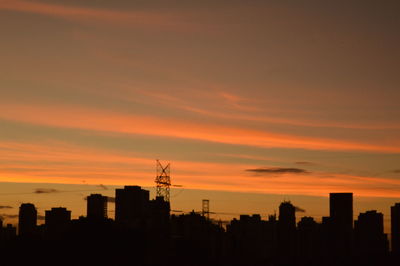 Silhouette of cityscape at sunset