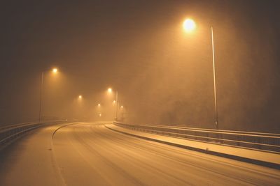 Light trails on road at night