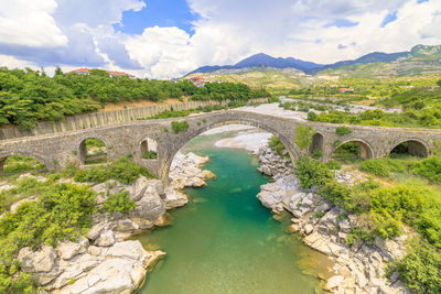 Bridge over river against sky