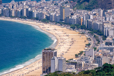 High angle view of buildings in city