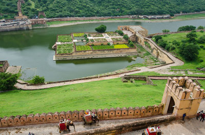 High angle view of old ruins