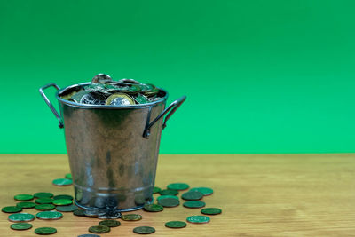 Close-up of glass jar on table