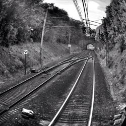 Railroad tracks on railroad track