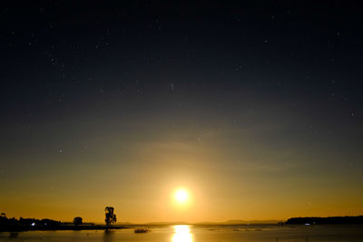 Scenic view of sea against sky at night