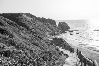 Scenic view of sea against clear sky