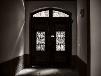 Closed door of building