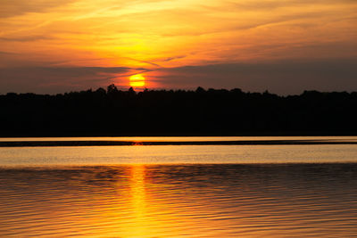 Scenic view of sunset over lake