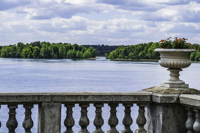 Uzutrakis manor estate balcony and the view to the lake