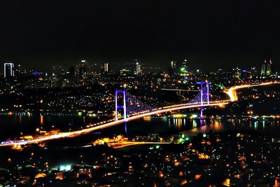 Bridge over river at night