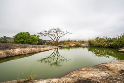 Scenic view of lake against sky