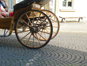 Bicycle parked on street in city