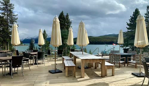 Terrasse, bois, parasol