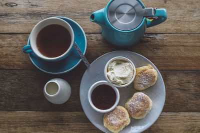 High angle view of coffee on table