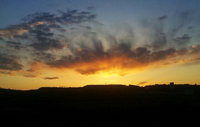 Silhouette of landscape at sunset