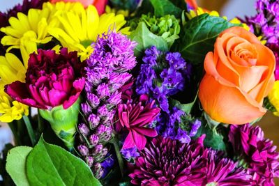 High angle view of rose bouquet