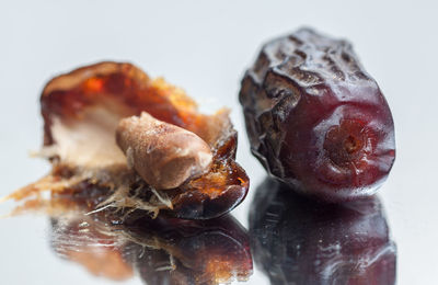 Close-up of bread against white background