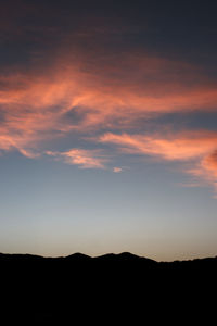 Silhouette landscape against sky during sunset