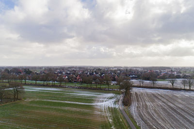 Panoramic view of cityscape against sky